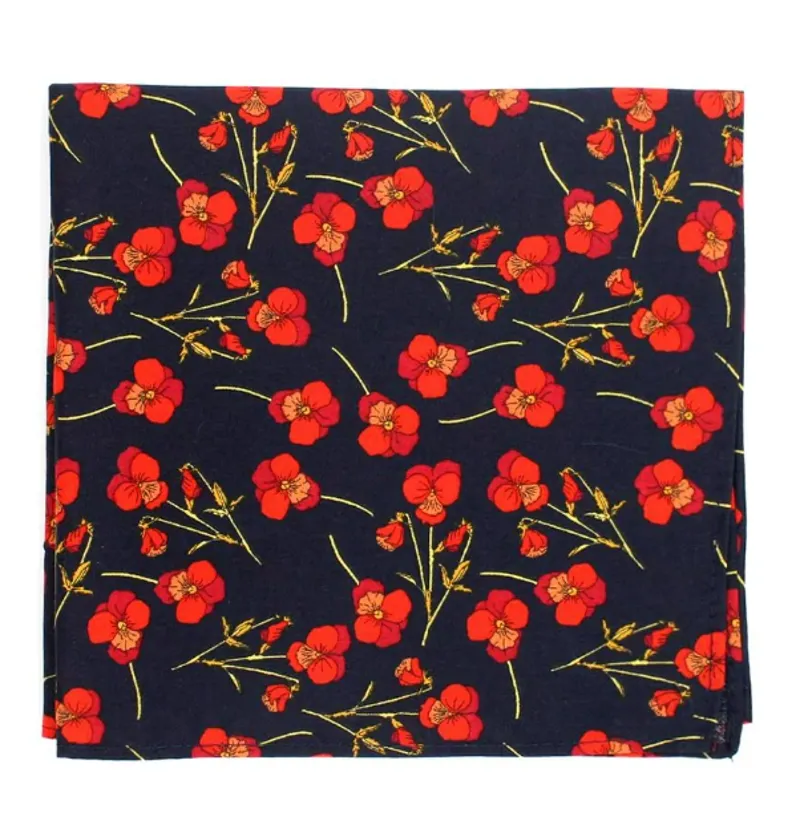L.A. Smith Liberty Print Ros Pocket Square Red/Navy LIBTPH68/1